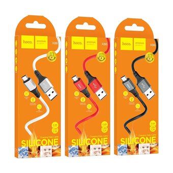  Дата-кабель HOCO X86 Micro Spear silicone charging data cable for micro 1 м (черный) 