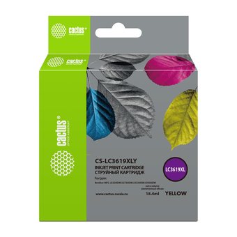  Картридж струйный Cactus CS-LC3619XLY желтый (18.4мл) для Brother MFC-J2330DW/J2730DW/J3530DW/J3930DW 