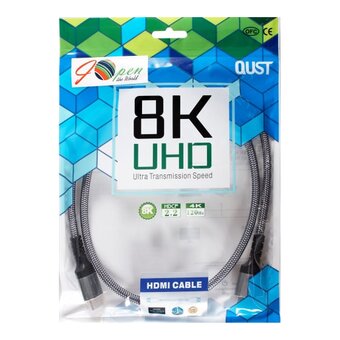  Кабель Vcom ACG859A-1.0 HDMI 19M/M, ver. 2.1 8KX60Hz Econom оплетка 1m iOpen 