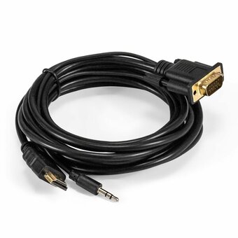  Кабель-переходник ExeGate EX-HDMIM-VGAM-3.5JackS-3.0 EX294720RUS HDMI-VGA 19M/15M+3.5mm Jack M 3м Преобраз. циф. HDMI сиг. в VGA видео и стерео-а 