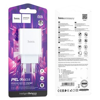  СЗУ HOCO C97A PD20W+QC3.0 charger(EU) (белый) 