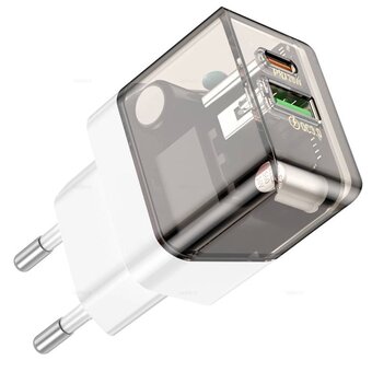 СЗУ BOROFONE BA80A Scenery PD20W+QC3.0 charger set Type-C to Type-C (EU) (прозрачно черный) 