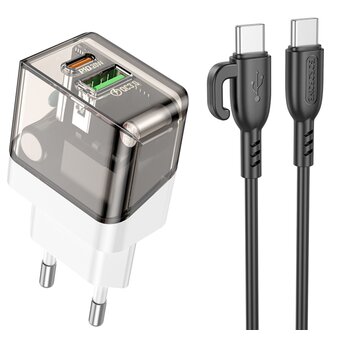  СЗУ BOROFONE BA80A Scenery PD20W+QC3.0 charger set Type-C to Type-C (EU) (прозрачно черный) 