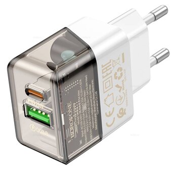  СЗУ BOROFONE BA80A Scenery PD20W+QC3.0 charger set Type-C to Type-C (EU) (прозрачно черный) 