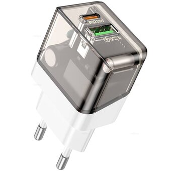  СЗУ BOROFONE BA80A Scenery PD20W+QC3.0 charger set Type-C to Type-C (EU) (прозрачно черный) 