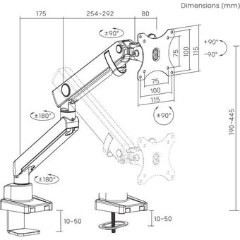  Кронштейн для мониторов Ultramounts UM 709 черный 17"-32" макс.8кг крепление к столешнице поворот и наклон 