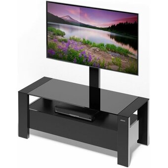  Стойка для ТВ HOLDER TV-34110 черный матовый+черное стекло 