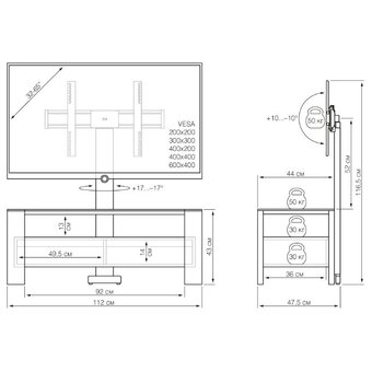  Стойка для ТВ HOLDER TV-34110 черный матовый+черное стекло 