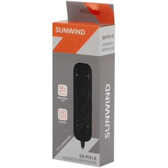  Сетевой удлинитель SunWind SW-PE41-B 1.5м 4 розетки черный 