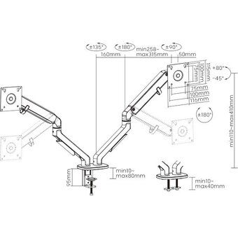  Кронштейн для мониторов Ultramounts UM 735WD серый/коричневый 17"-27" макс.7кг крепление к столешнице поворот и наклон 