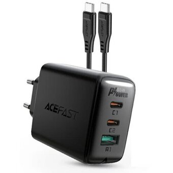  СЗУ Acefast A13 AF-A13-BK PD65W USB-C+USB-C+USB-A 3-port charger set EU Black 