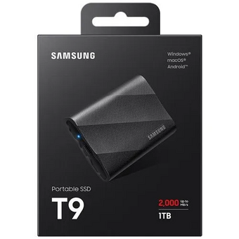  SSD Samsung Т9 Portable MU-PG1T0B/WW 1TB, V-Nand, USB 3.2 Gen 2х2 Type-C R/W - 2000/2000 MB/s Black 