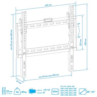  Кронштейн для ТВ VLK TRENTO-34 black (max VESA 400x400 мм, настенный, наклонный, max 40 кг) (51014) 