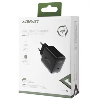  СЗУ Acefast A1 AF-A1-BK PD20W single USB-C charger EU Black 