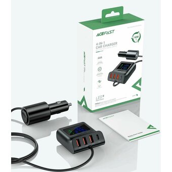  Разветвитель ACEFAST B8 digital display car HUB charger Black 