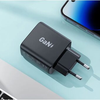  СЗУ ACEFAST A49 AF-A49-BK PD35W GaN (USB-C+USB-C) dual port charger EU Black 