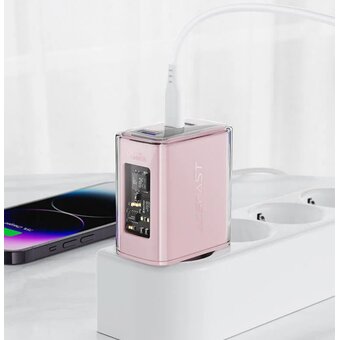  СЗУ ACEFAST A45 AF-A45-CB Sparkling series PD65W GaN (2*USB-C+USB-A) charger EU Cherry blossom 