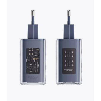  СЗУ Acefast A45 AF-A45-MG Sparkling series PD65W GaN 2*USB-C+USB-A charger EU Mica Gray 