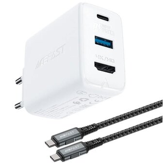  СЗУ ACEFAST A17 AF-A17-WH 65W GaN multi-function HUB charger set EU White 