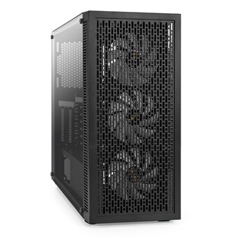  Корпус ExeGate EVO-5001A EX295766RUS Miditower (ATX, без БП, 2*USB+1*USB3.0+HD Audio, черный, 3 вент.12см с RGB, бок. панель - зак. стекло) 