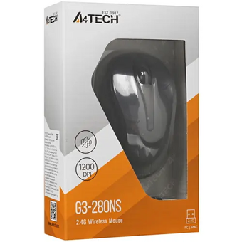  Мышь беспроводная A4Tech G3-280NS серый/черный (1200dpi) silent USB (2but) 