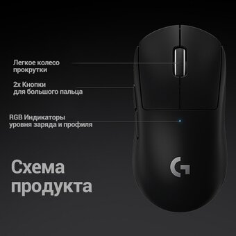  Мышь беспроводная Logitech G PRO X SUPERLIGHT черный (25600dpi) USB (4but) 