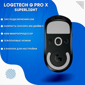  Мышь беспроводная Logitech G PRO X SUPERLIGHT черный (25600dpi) USB (4but) 