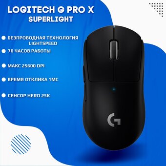  Мышь беспроводная Logitech G PRO X SUPERLIGHT черный (25600dpi) USB (4but) 