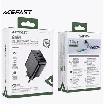  СЗУ ACEFAST A57 PD35W GaN (2*USB-A+USB-C) - Black 