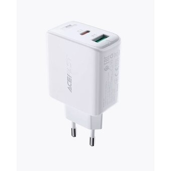  СЗУ Acefast A5 AF-A5-WH PD32W USB-C+USB-A dual port charger EU White 