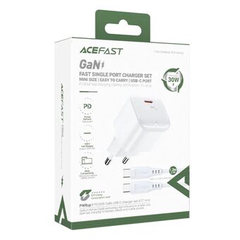  СЗУ ACEFAST A77 mini PD30W GaN USB-C - White 