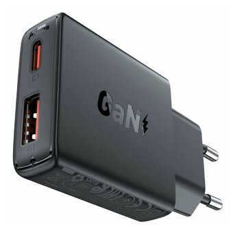  СЗУ ACEFAST A69 PD30W GaN (USB-A+USB-C) ultra-thin - Black 