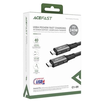  Дата-кабель ACEFAST C1-09 USB-C to USB-C audio/video transmission full-featured - Black-Gray 