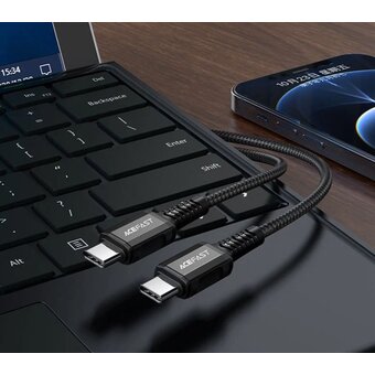  Кабель ACEFAST C1-03 USB-C to USB-C aluminum alloy charging data cable Black 