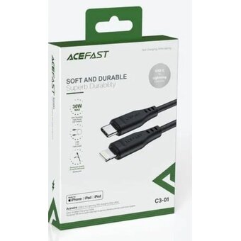  Кабель ACEFAST C3-01 USB-C to Lightning TPE charging data cable Black 