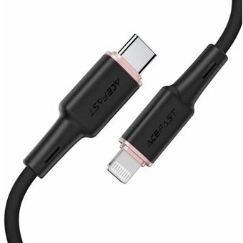 Кабель ACEFAST C2-01 USB-C to Lightning zinc alloy silicone charging data cable Black 