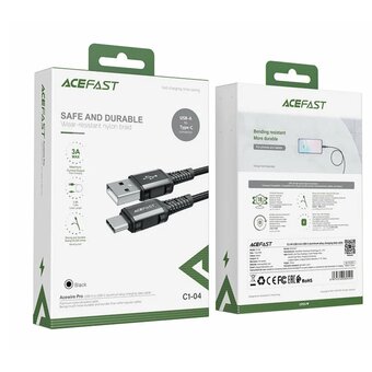  Дата-кабель Acefast C1-04 Type-C aluminum alloy, 1.2m (чёрный) 