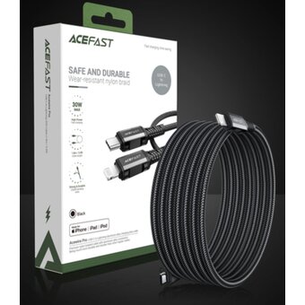  Кабель ACEFAST C4-01 USB-C to Lightning aluminum alloy charging data cable (1.8m) Black 