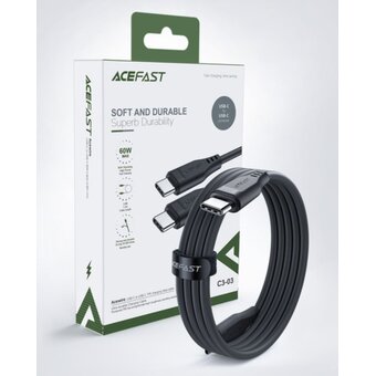  Кабель ACEFAST C3-03 USB-C to USB-C TPE charging data cable Black 