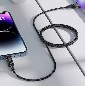  Дата-кабель ACEFAST C7-04 USB-A to USB-C zinc alloy charging data cable with display - Black 