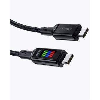  Дата-кабель ACEFAST C7-03 USB-C to USB-C zinc alloy charging data cable with display - Black 