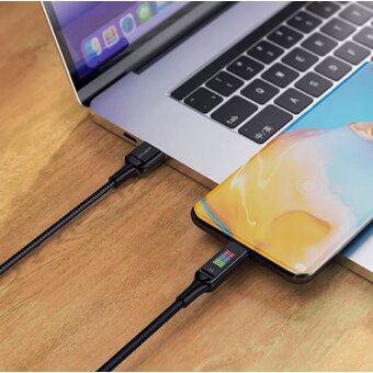  Дата-кабель ACEFAST C7-04 USB-A to USB-C zinc alloy charging data cable with display - Black 