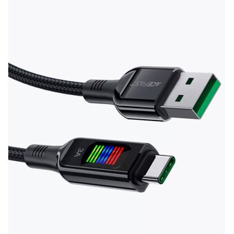 Дата-кабель ACEFAST C7-04 USB-A to USB-C zinc alloy charging data cable with display - Black 