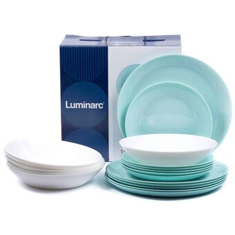 Сервиз Luminarc Diwali Light Turquoise and White Дивали Лайт Тюркуаз бело-бирюзовый P5912 18 предметов 