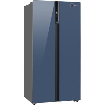  Холодильник Weissgauff WSBS 600 NoFrost Inverter Blue Glass 