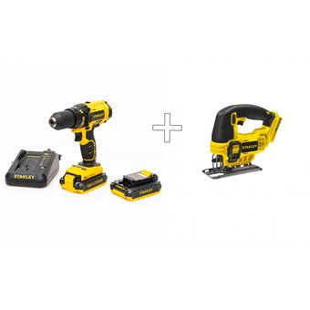  Набор дрель шуруповерт STANLEY SCD 20 S2K + Лобзик STSC 1860, 2 аккумулятора 1.5Ач, ЗУ 