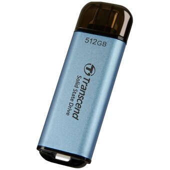  SSD Transcend 512Gb ESD300 TS512GESD300С голубой (USB3.2 gen 2, Type C, 1050/950Mbs, 3D NAND, 60x20x7.8mm, 9g) 