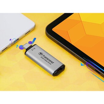  SSD Transcend 512Gb ESD300 TS512GESD300S серебристый (USB3.2 gen 2, Type C, 1050/950Mbs, 3D NAND, 60x20x7.8mm, 9g) 