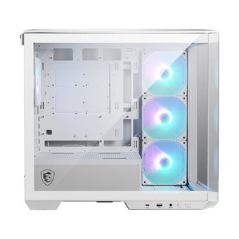  Корпус MSI MAG Pano M100R PZ White (306-7G24W21-809), Micro-ATX, 1xUSB 3.2 Gen 1, 1xUSB 3.2 Gen2 Type-C, 4x120mm ARGB Fan, ARGB+PWM, TG 