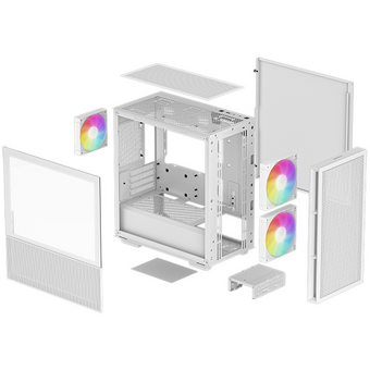  Корпус Deepcool CH360 white (R-CH360-WHAPE3-G-1) MiniTower (mATX, без БП, ARGB, USB3.2 Type-A + USB3.2 Type-C) 